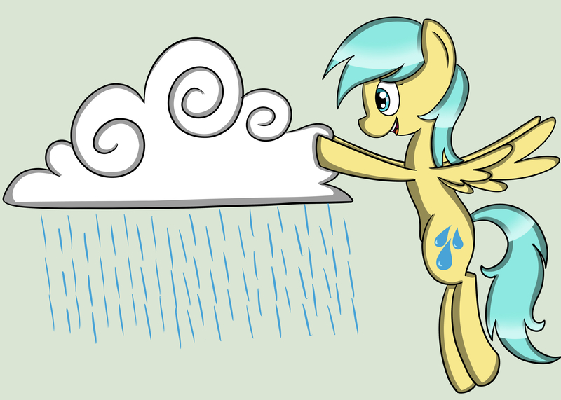 Size: 7000x5000 | Tagged: dead source, safe, artist:fuzzyghostbat, derpibooru import, sunshower raindrops, pegasus, pony, absurd resolution, cloud, female, flying, happy, mare, rain, raincloud, simple background, solo