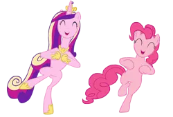 Size: 5000x3403 | Tagged: a canterlot wedding, artist:tardifice, chicken dance, cute, cutedance, dancing, derpibooru import, pinkie pie, princess cadance, safe, simple background, transparent background, vector