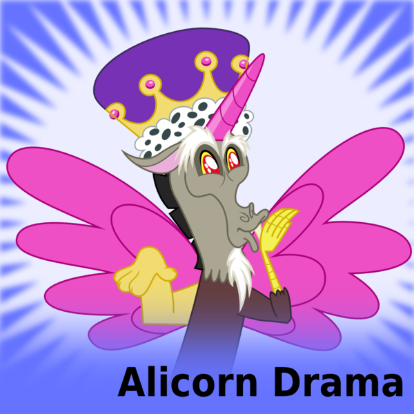 Size: 1024x1024 | Tagged: alicorn drama, caption, derpibooru, discord, drama, meta, official spoiler image, princess discord, safe, solo, spoilered image joke