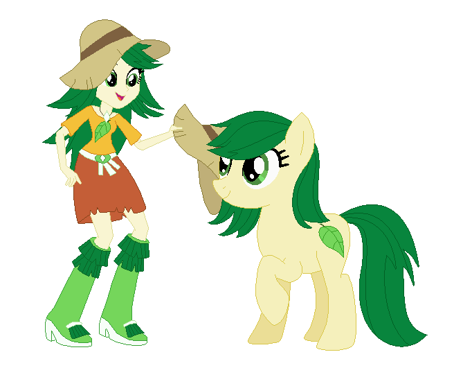 Size: 656x544 | Tagged: safe, artist:meg-pony, derpibooru import, sweet leaf, ponified, pony, equestria girls, background human, clothes, equestria girls ponified, female, hat, human ponidox, mare, self ponidox