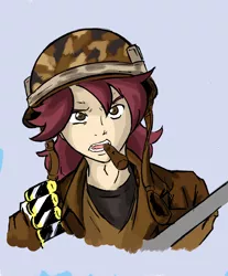 Size: 1644x1982 | Tagged: safe, artist:nayaasebeleguii, derpibooru import, normal norman, equestria girls, /mlp/, background human, cigar, military, normal norman general, parody, soldier, solo, tropic thunder, war