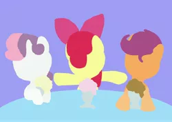 Size: 4960x3508 | Tagged: dead source, safe, artist:poisonedpirate, derpibooru import, apple bloom, scootaloo, sweetie belle, earth pony, pegasus, pony, unicorn, bow, cutie mark crusaders, female, filly, foal, food, hair bow, hooves, horn, ice cream, lineless, wings
