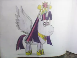 Size: 640x480 | Tagged: safe, artist:ponylockseedtum, derpibooru import, twilight sparkle, twilight sparkle (alicorn), alicorn, pony, drawing, element of magic, queen of princess, queen princess twilight, solo, super form, traditional art