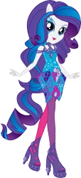 Size: 3716x8134 | Tagged: safe, artist:sugar-loop, derpibooru import, rarity, equestria girls, rainbow rocks, absurd resolution, alternative cutie mark placement, box art, female, high heels, lipstick, makeup, ponied up, pony ears, rainbow rocks outfit, simple background, solo, transparent background, vector