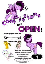 Size: 744x1052 | Tagged: advertisement, artist:shinypikachu25, commission, commission info, derpibooru import, oc, oc:autumnsong, oc:dusty winds, oc:spiral swirl, safe, unofficial characters only