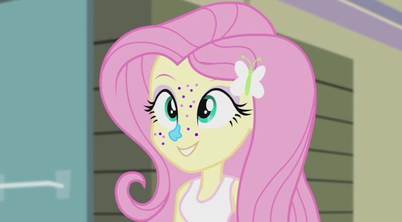 Size: 842x464 | Tagged: safe, derpibooru import, screencap, fluttershy, equestria girls, rainbow rocks, paint, yes it is only paint