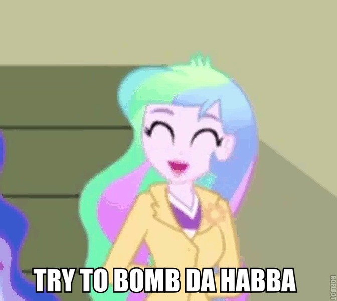 Size: 674x602 | Tagged: safe, derpibooru import, screencap, princess celestia, equestria girls, rainbow rocks, caption, chinpokomon, cutie mark accessory, eyes closed, image macro, meme, open mouth, principal celestia, solo, south park