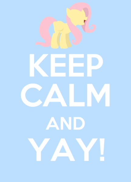 Size: 690x960 | Tagged: safe, artist:gmrqor, derpibooru import, fluttershy, pegasus, pony, cheering, cute, female, flutteryay, keep calm, keep calm and carry on, mare, text, yay