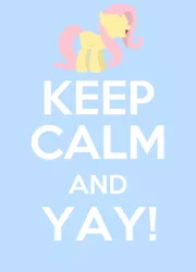 Size: 690x960 | Tagged: safe, artist:gmrqor, derpibooru import, fluttershy, pegasus, pony, cheering, cute, female, flutteryay, keep calm, keep calm and carry on, mare, text, yay
