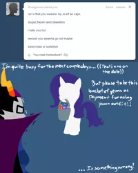 Size: 667x834 | Tagged: artist:bambooharvester, ask, crossover, derpibooru import, eridan ampora, homestuck, rarity, rarity replies, safe, tumblr