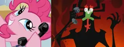 Size: 769x292 | Tagged: aku, exploitable meme, meme, phone, phone meme, pinkie pie, safe, samurai jack