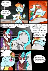 Size: 781x1156 | Tagged: abuse, artist:metal-kitty, comic, comic:expiration date, crossover, dashabuse, derpibooru import, dexterous hooves, dialogue, expiration date, french fries, glasses, hay fries, magic, mane dye, mannequin, punch, rainbow dash, rainbow-less dash, rainbow scout, rarispy, rarity, safe, seduce me, team fortress 2