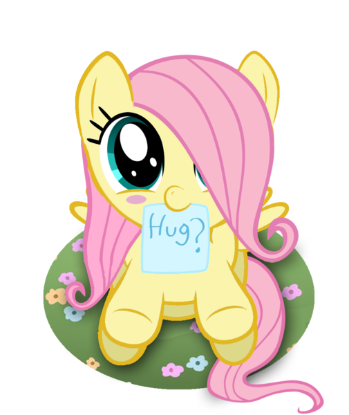 Size: 900x1070 | Tagged: dead source, safe, artist:whitecloud72988, derpibooru import, fluttershy, pegasus, pony, blush sticker, blushing, bronybait, cute, daaaaaaaaaaaw, filly, foal, hair over one eye, hnnng, hug, hug request, looking at you, mouth hold, shyabetes, sign, simple background, smiling, solo, transparent background