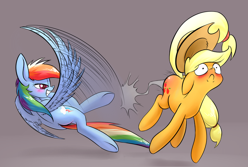 Size: 1748x1181 | Tagged: suggestive, derpibooru import, applejack, rainbow dash, earth pony, pegasus, pony, :c, appledash, applejack is a spankaholic, bedroom eyes, blushing, butt touch, eyes on the prize, feathermarking, female, floppy ears, frown, grin, hat, lesbian, mare, never doubt tchernobog's involvement, shipping, slap, smiling, spanking, surprised, underhoof, wide eyes, wingspank