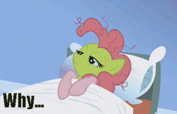 Size: 400x257 | Tagged: animated, applebuck season, derpibooru import, edit, edited screencap, pinkie pie, reaction image, safe, screencap, solo, that post gave me cancer, why would you post that