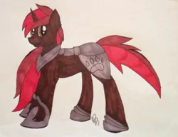 Size: 960x737 | Tagged: safe, artist:09mawes, derpibooru import, oc, oc:fenrir bloodmoon, unofficial characters only, pony, unicorn, armor, guard, looking at you