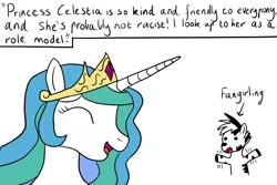 Size: 1200x800 | Tagged: ask, derpibooru import, eyes closed, fangirl, fangirling, flailing, oc, oc:zot, open mouth, princess celestia, safe, smiling, tumblr, zebra