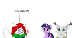 Size: 1326x710 | Tagged: cat, derpibooru import, digimon, gatomon, hater, pogorikifan10, safe, tailmon, twilight sparkle