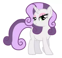 Size: 596x552 | Tagged: safe, artist:unoriginai, derpibooru import, oc, unofficial characters only, pony, unicorn, commission, female, goddamnit unoriginai, magical lesbian spawn, mare, not rarity, offspring, parent:rarity, parent:sweetie belle, parents:raribelle, product of incest, simple background, solo, white background