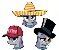 Size: 700x591 | Tagged: safe, artist:foudubulbe, derpibooru import, maud pie, pony, comic:damp rocks, cap, hat, monocle, monocle and top hat, profile, simple background, sombrero, top hat