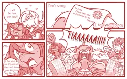 Size: 800x498 | Tagged: angry, artist:vavacung, blushing, chryslestia, clothes, comic, comic:when villain win, cross-popping veins, crying, derpibooru import, female, heart, hug, lesbian, maid, monochrome, music notes, open mouth, paper, princess celestia, princess luna, queen chrysalis, royal caps lock, royal guard, safe, sharp teeth, shipping, shivering, smiling, sweat, tears of anger, tears of rage, wide eyes, yelling