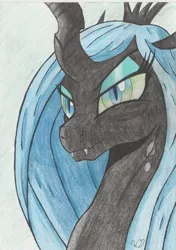 Size: 2448x3480 | Tagged: safe, artist:winterdominus, derpibooru import, queen chrysalis, solo, traditional art