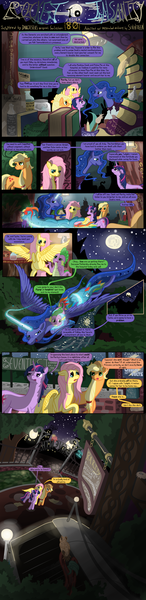 Size: 1280x5254 | Tagged: applejack, artist:seventozen, comic, derpibooru import, fanfic, fanfic art, fanfic:rocket to insanity, fluttershy, princess luna, rainbow dash, safe, spike, twilight sparkle