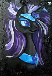 Size: 620x900 | Tagged: artist:madblackie, nightmare rarity, portrait, safe, solo, traditional art