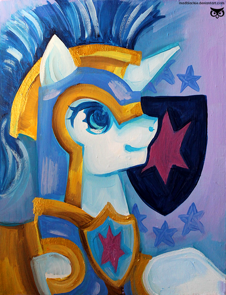 Size: 690x900 | Tagged: artist:madblackie, portrait, safe, shining armor, solo, traditional art