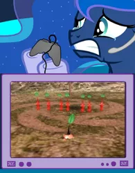 Size: 1258x1613 | Tagged: bad end, crying, derpibooru import, exploitable meme, gamer luna, meme, nintendo, obligatory pony, pikmin, princess luna, safe, tv meme