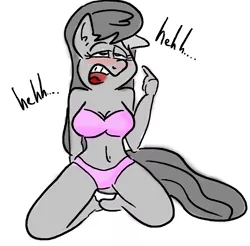 Size: 1251x1229 | Tagged: anthro, artist:rainysunshine, belly, belly button, bra, breasts, busty octavia, cleavage, clothes, derpibooru import, female, fetish, lingerie, octavia melody, panties, pre sneeze, red nosed, sneezing, sneezing fetish, sneezy, suggestive, underwear