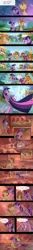 Size: 1064x8117 | Tagged: safe, artist:ruffu, derpibooru import, carrot top, cheerilee, derpy hooves, diamond tiara, filthy rich, golden harvest, merry may, twilight sparkle, twilight sparkle (alicorn), ponified, alicorn, pony, blushing, comforting, comic, crossover, crossover shipping, eyes closed, female, floppy ears, golden oaks library, gritted teeth, head tilt, hug, kissing, mama twilight, mare, peter parker, ponyville, pregnant, sad, scared, sitting, smiling, spider-man, spiders and magic ii: eleven months, spiders and magic: rise of spider-mane, spidertwi, zip lines