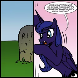 Size: 750x750 | Tagged: artist:selenophile, derpibooru import, gravestone, moonlight inquiries, princess luna, safe, solo