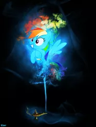 Size: 900x1200 | Tagged: safe, artist:kizer, derpibooru import, rainbow dash, genie, djinn, lamp, solo, wish