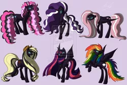 Size: 1024x683 | Tagged: dead source, safe, artist:dreamyartcosplay, derpibooru import, applejack, fluttershy, nightmare rarity, pinkie pie, rainbow dash, twilight sparkle, twilight sparkle (alicorn), alicorn, pony, ask nightmare mane 6, ask nightmare six, deviantart watermark, female, mane six, mare, nightmare applejack, nightmare fluttershy, nightmare mane 6, nightmare pinkie, nightmare rainbow dash, nightmare twilight, nightmarified, obtrusive watermark, rearing, watermark