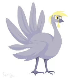 Size: 400x406 | Tagged: safe, artist:canarycharm, derpibooru import, derpy hooves, turkey, solo, species swap