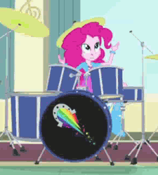 Size: 580x645 | Tagged: safe, derpibooru import, screencap, pinkie pie, equestria girls, rainbow rocks, animated, cropped, cute, cymbal, diapinkes, drum kit, drums, musical instrument, pinkie being pinkie, silly, silly human