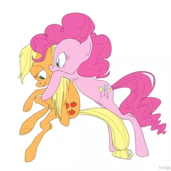 Size: 1000x1000 | Tagged: safe, artist:hajuya, derpibooru import, applejack, pinkie pie, simple background