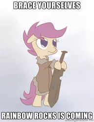 Size: 500x651 | Tagged: safe, artist:alasou, deleted from derpibooru, derpibooru import, edit, scootaloo, equestria girls, rainbow rocks, brace yourselves, eddard stark, exploitable, exploitable meme, game of thrones, image macro, meme, winter is coming