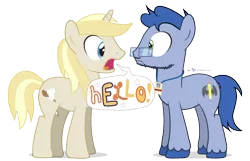 Size: 900x580 | Tagged: andy price, artist:dm29, derpibooru import, duo, exploitable meme, hello, leadwing, meme, oc, oc:colin nary, safe, screaming armor, simple background, transparent background