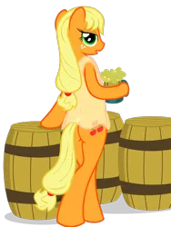 Size: 600x800 | Tagged: suggestive, artist:bajanic, derpibooru import, applejack, semi-anthro, ass, bedroom eyes, cider, clothes, dress, drinking, female, looking at you, see-through, simple background, solo, solo female, transparent background