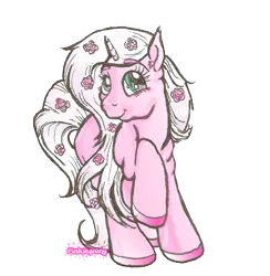 Size: 824x844 | Tagged: safe, artist:pinkieposh, derpibooru import, unicorn, unicorn filly, dracco, filly (filly funtasia), filly funtasia, filly unicorn, flower, flower in hair, missing accessory, rose (filly funtasia)