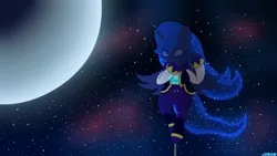 Size: 3840x2160 | Tagged: artist:jcace, clothes, costume, derpibooru import, eyes closed, moon, nights, nights into dreams, princess luna, reference, safe, semi-anthro, solo, space, stars, wallpaper
