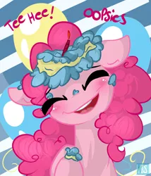 Size: 2397x2800 | Tagged: safe, artist:nekosnicker, derpibooru import, pinkie pie, blucs, cake, chibi, cute, solo