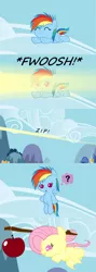 Size: 1120x3150 | Tagged: safe, artist:beavernator, derpibooru import, fluttershy, rainbow dash, bat pony, pony, all glory to the beaver grenadier, apple, baby, baby dash, baby pony, babyshy, beavernator is trying to murder us, carrot on a stick, cute, filly, flutterbat, flying, foal, younger