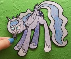 Size: 2578x2122 | Tagged: artist:winter-hooves, craft, derpibooru import, mouth hold, papercraft, princess luna, safe, solo, traditional art