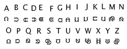 Size: 811x318 | Tagged: alphabet, artist:fonypan, barely pony related, derpibooru import, font, horseshoes, meta, pony font, safe, substitution cipher, text