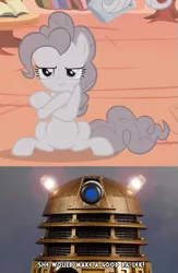 Size: 415x637 | Tagged: cropped, dalek, derpibooru import, discorded, doctor who, edit, edited screencap, flutterbitch, fluttershy, pinkie pie, safe, screencap, the return of harmony