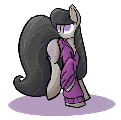 Size: 1358x1340 | Tagged: artist:abaddon41, clothes, derpibooru import, hoodie, octavia melody, safe, simple background, solo, transparent background