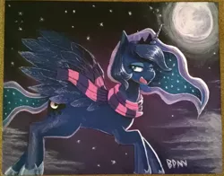 Size: 1278x1002 | Tagged: artist:drbdnv, clothes, derpibooru import, moon, princess luna, safe, scarf, solo